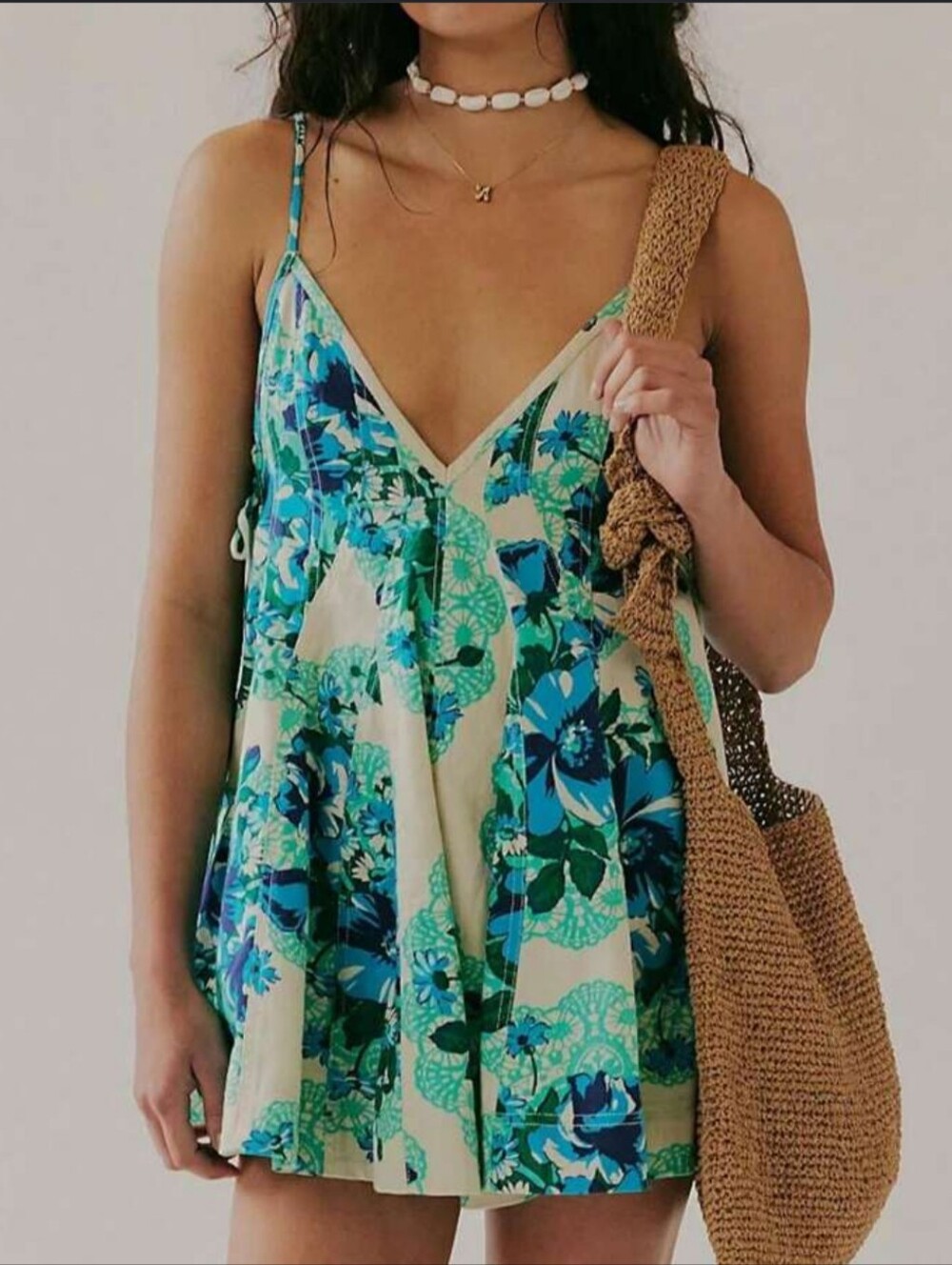Free People Zenni Printed Romper In Green
